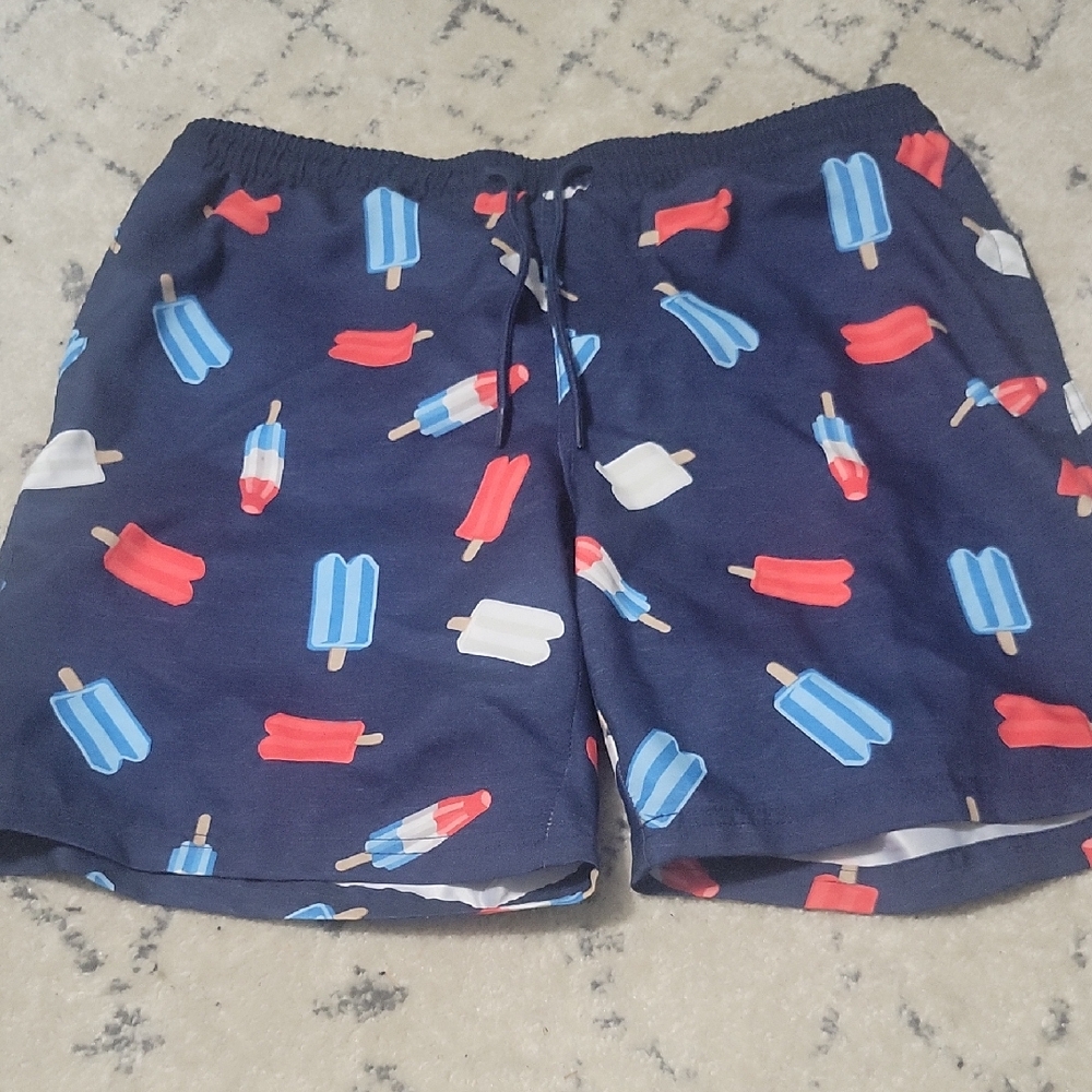 Sonoma Navy Popsicle Pattern Swim Trunks